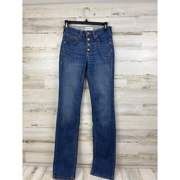 Ariat womens 26 Long buttonfly denim jeans Kirsten straight high rise western